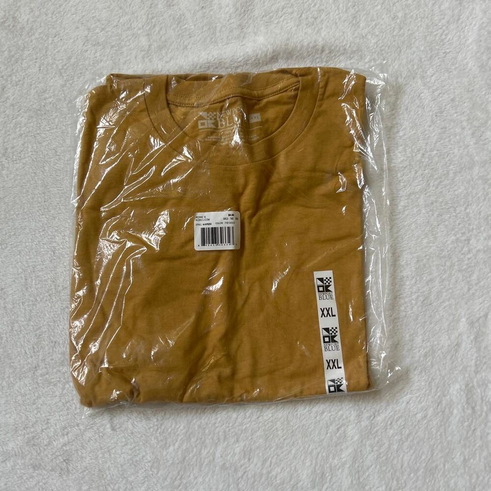 Newport Blue Crew Tee cotton yellow gold t-shirt, Size XXL 2xl Mens
